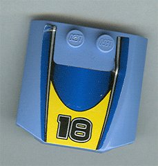 LEGO part Wedge 4 x 4 x 2/3 Triple Curved with Number 18 Pattern (Sticker) - Set 8383 (45677pb004)