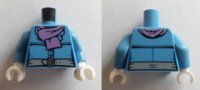 LEGO part Torso Female Jacket with Light Bluish Gray Belt and Silver Buckle, Medium Lavender Scarf Pattern / Medium Blue Arms / White Hands 973pb3311c01