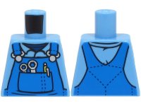 LEGO part Torso Mechanic Overalls with Silver Wrenches and Fasteners, Yellow Pen, and Dark Blue Undershirt Pattern 973pb3781