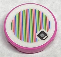 LEGO part Tile, Round 2 x 2 with Bottom Stud Holder with Super Mario Scanner Code Poison Mushroom Pattern (Sticker) - Set 71386 14769pb379