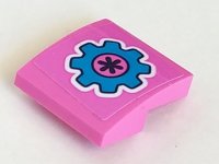 LEGO part Schräge, Gebogen 2 x 2 x 2/3 mit Dunkelblau Zahnrad auf Dunkelrosa Hintergrund Muster (Aufkleber) - Set 41348 15068pb327