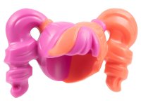 LEGO part Minifigure, Hair Female Pigtails High Bouncy, Hole on Top with Coral Hair on Left Side and Coral Tie on Right Side Pattern (BAM) 28798pb05