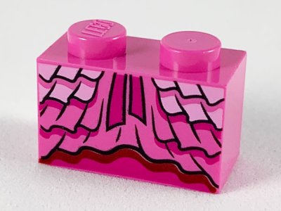 LEGO part Mattone 1 x 2 con Motivo Arricciature Vestito e Nastri Magenta (3004pb198)