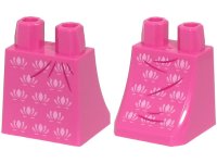 LEGO part Lower Body, Skirt with Bright Pink Flowers and Magenta Wrinkles Pattern (BAM) 36036pb086