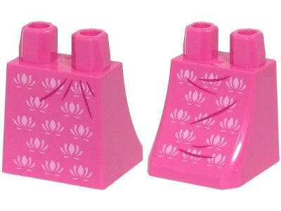 LEGO part Lower Body, Skirt with Bright Pink Flowers and Magenta Wrinkles Pattern (BAM) (36036pb086)