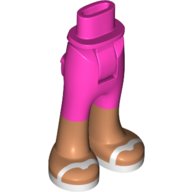 LEGO part Mini Doll Hips and Trousers with Back Pockets with Nougat Lower Legs and White Sandals Pattern - Thick Hinge 92253c00pb40