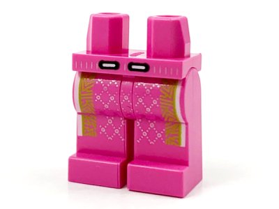 LEGO part Hips and Legs with Silver Diamond Stitching and Lime Zigzag Stripes Pattern (970c00pb1190)