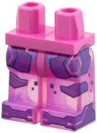 LEGO part Hips and Satin Trans-Dark Pink Legs with Dark Purple Panels and Toes with Dark Blue Outlines Pattern 970c224pb01