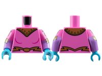 LEGO part Torso Female Uniform with Gold Shoulder Armor with Rivets and Belt with Oval Buckle Pattern / Medium Lavender Arms with Molded Dark Pink Short Sleeves and Printed Atoms and Gold Stripes Pattern / Medium Azure Hands 973pb5641c01