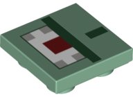 LEGO part Carreau, Modifié 2 x 2 Inversé avec Motif Pixelisé Vert Foncé, Rouge Foncé, Blanc et Gris (Gardien Minecraft) 11203pb030