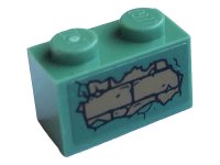 LEGO part Steen 1 x 2 con Ladrillos Marrón Oscuro y Patrón de Yeso Caído en Ambos Lados (Pegatinas) - Set 40410 3004pb212