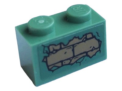 LEGO part Mattone 1 x 2 con Motivo Mattoni Marrone Chiaro Scuro e Intonaco Caduto su Entrambi i Lati (Adesivi) - Set 40410 (3004pb212)