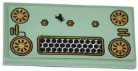 LEGO part Tile 2 x 4 with Grille, Gold Fans, Bolts and Fly Pattern (Sticker) - Set 70502 87079pb0153