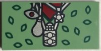 LEGO part Tile 2 x 4 with Dark Green Leaves, Dark Red Shirt, and Silver Necklaces Pattern (BrickHeadz Sybill Trelawney Torso) 87079pb1145