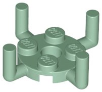 LEGO part Plate, Round 2 x 2 with Pin Hole and 4 Bar Arms Up (98284)