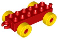 LEGO part Base Duplo Car 2 x 6 con Enganche Abierto al Final y Ruedas Amarillas con Pernos Falsos (11248c01)