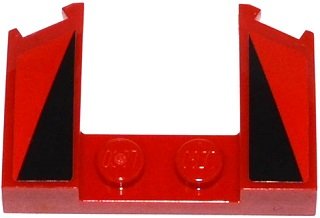 LEGO part Cuña 3 x 4 x 2/3 Curva con Recorte con 2 Triángulos Negros sobre Patrón de Fondo Rojo (Pegatinas) - Set 75899 (11291pb03)