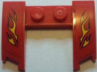 LEGO part Cuña 3 x 4 x 2/3 Curva con Recorte con Patrón de Llamas Amarillas sobre Fondo Rojo (Pegatinas) - Set 60027 (11291pb04)