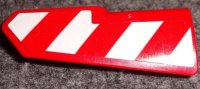 LEGO part Technic, Panel Fairing #22 Very Small Smooth, Side A with Red and White Danger Stripes Pattern (Sticker) - Set 42075 11947pb074