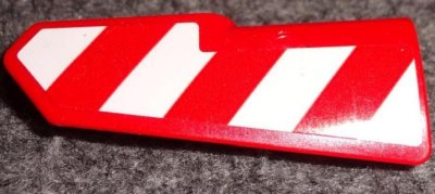 LEGO part Technic, Panel Fairing #22 Very Small Smooth, Side A with Red and White Danger Stripes Pattern (Sticker) - Set 42075 (11947pb074)