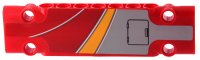 LEGO part Technic, Plaque Panneau 3 x 11 x 1 avec motif Rayures Courbes Orange Clair Lumineux, Rouge et Blanc et Hachures Gris Bleuté Clair avec Contour Noir Côté Droit du Modèle (Autocollant) - Set 42098 15458pb055R