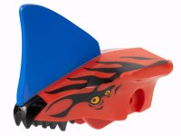 LEGO part Drachenkopf (Avatar Toruk) Oberkiefer mit blauem Kamm, schwarzen Streifen und hellhellen orangefarbenen Augen Muster 1582pb01