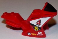 LEGO part Carénage Moto, Moto Course (Sport) avec Motif Pare-brise Noir avec Numéro 4 et Motif Logo Octan des Deux Côtés (Autocollants) - Set 60084 18895pb02