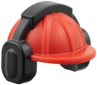 LEGO part Minifigure, Headgear Helmet Construction with Molded Black Ear Protectors / Headphones Pattern (18899pb01)