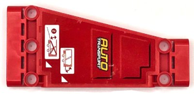 LEGO part Technic, Panelplatte 5 x 11 x 1 konisch mit 'AUTO TRANSPORT', weiße Dreiecke und Anhänger Motiv Modell hinten rechts (Aufkleber) - Set 42098 (18945pb017R)