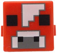 LEGO part Creature Head Pixelated with Black Eyes and Nostrils, White and Dark Bluish Gray Nose and Forehead Pattern (Minecraft Mooshroom) 19727pb016