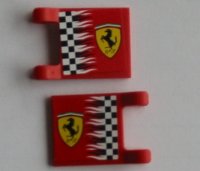 LEGO part Flagge 2 x 2 Quadrat mit Ferrari-Logo und Schachbrettmuster auf beiden Seiten (Aufkleber) - Sätze 8123 / 8375 / 8389 / 8672 2335pb014