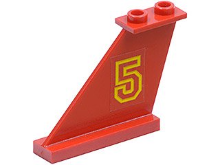 LEGO part Tail 4 x 1 x 3 with Yellow Number 5 Pattern Model Left Side (Sticker) - Set 6679 (2340pb008L)