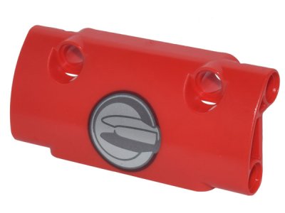 LEGO part Technic, Schräge Platte 7 x 3 mit 2 Stift-Bohrungen durch Plattenfläche mit Silber und schwarzem Kreis Tankdeckel-Muster (24119pb020)