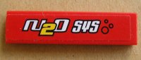 LEGO part Tile 1 x 4 with 'N2O SYS' and Bubbles Pattern (Adesivo) - Set 8681 2431pb0126