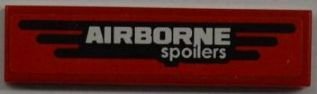 LEGO part Tile 1 x 4 with 'AIRBORNE' and 'spoilers' Pattern (Sticker) - Set 8186 (2431pb0199)