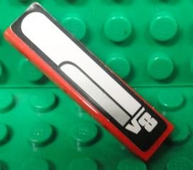 LEGO part Tile 1 x 4 with 'V8' and White and Gray Lines on Black Background Pattern (Sticker) - Set 8656 (2431pb0231)