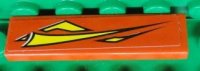 LEGO part Tile 1 x 4 with Yellow Graphics on Red Background Pattern Model Left Side (Sticker) - Set 8681 2431pb0233L