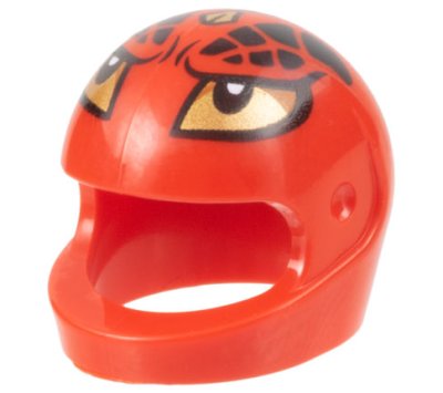 LEGO part Minifigur, Kopfbedeckung Helm Motorrad (Standard) mit goldenen Augen und Hörnern, schwarzes Schuppen-Muster (2446pb49)