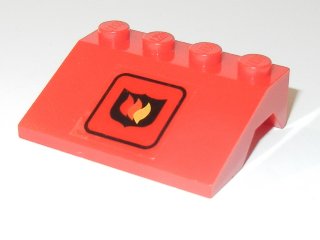LEGO part Fahrzeug, Kotflügel 3 x 4 Schräge mit Feuerwehrlogogebadge mittleres Muster (Aufkleber) – Set 6525 (2513pb10)