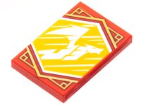 LEGO part Piastrella 2 x 3 con Motivo Drago Bianco che Vola su Sfondo Arancione Luminoso Chiaro con Rifilo Oro (Bandiera Velocità Ninjago) 26603pb215