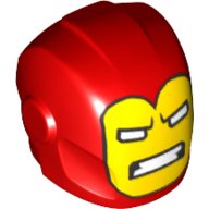 LEGO part Minifigura, Casco Placas de Armadura y Protectores de Oídos con Máscara Amarilla Iron Man con Patrón de Ojos Blancos y Dientes (28631pb03)
