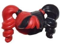 LEGO part Minifigura, Pelo Femenino Coletas Altas Elásticas, Agujero en la Parte Superior con Patrón Pelo Negro en Lado Izquierdo y Corbata Negra en Lado Derecho 28798pb01