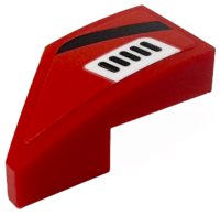LEGO part Wedge 2 x 1 x 2/3 Right with Black Stripe and White Air Vent Pattern (Sticker) - Set 76916 29119pb029