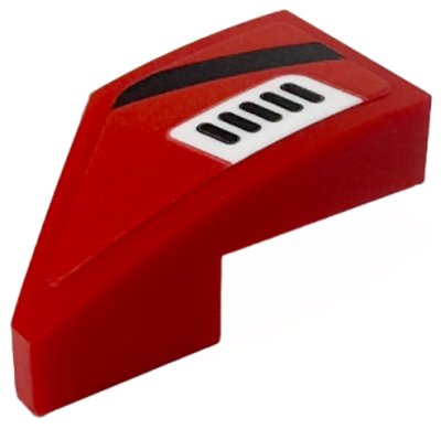 LEGO part Wedge 2 x 1 x 2/3 Right with Black Stripe and White Air Vent Pattern (Sticker) - Set 76916 (29119pb029)