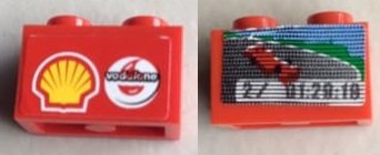 LEGO onderdeel Steen 1 x 2 met Scherm, Auto en '2/ 01:29:18' Rondtijd op Één Zijde en Shell/Vodafone Logo op Achterkant Patroon (Stickers) - Set 8144-1 (3004pb219)