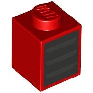 LEGO part Brick 1 x 1 with Dark Silver Grille / Air Vents on Black Background Pattern 3005pb057