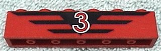LEGO part Brique 1 x 6 avec Motif Rayures Rouges 3 et Noir (3009pb016)