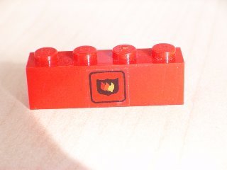 LEGO part Mattone 1 x 4 con Motivo Logo Fuoco (Adesivo) - Set 6525 (3010pb056)