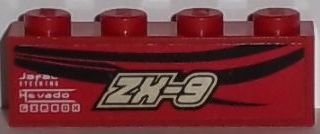 LEGO part Mattone 1 x 4 con motivo 'ZX-9' Argento e Pinstripes Neri Lato Destro Modello (Adesivo) - Set 8150 (3010pb176r)