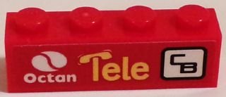 LEGO part Stein 1 x 4 mit Octan Logo, 'Tele' und 'CB' Muster Modell linke Seite (Aufkleber) - Set 60084 (3010pb184L)